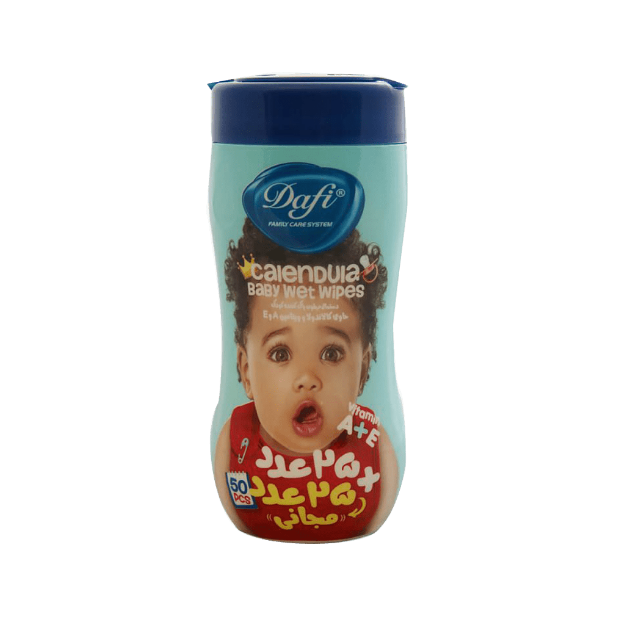 دستمال مرطوب کودک دافی حاوی کالاندولا و ویتامین 50 عدد - Dafi Calendula And Vitamin Baby Wet Wipes 50 pcs