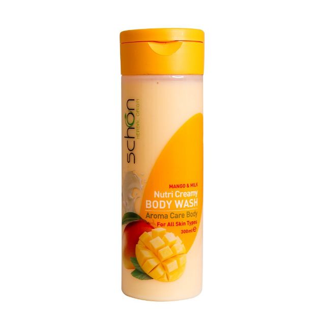 شامپو بدن کرمی شیر انبه شون مناسب انواع پوست 300 میلی لیتر - Schon Nutri Creamy Mango and Milk Body Wash for All Skin Types 300 ml