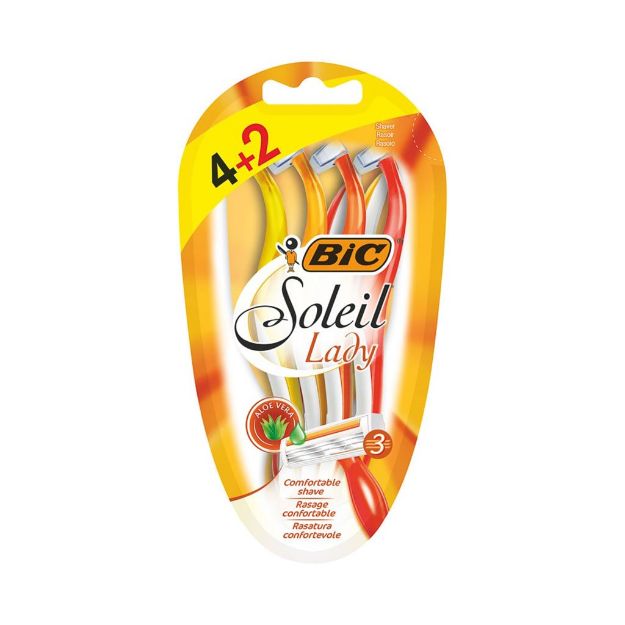 خود تراش زنانه بیک مدل Soleil lady بسته 6 عددی - BIC Soleil lady Women Razors 6 Pack