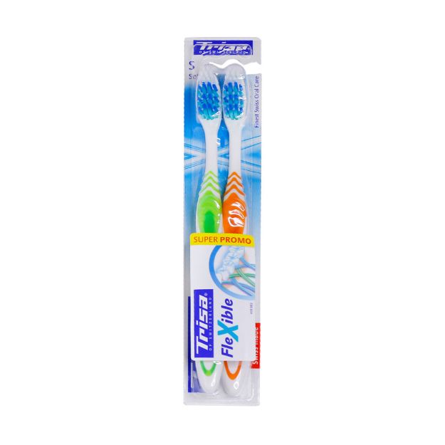 مسواک دوتایی فلکسیبل تریزا با برس نرم - Trisa Flexible Soft Toothbrush