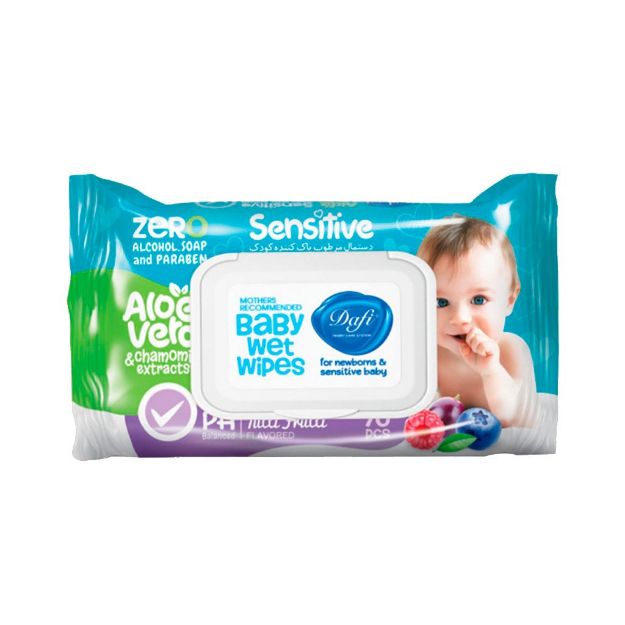 دستمال مرطوب کودک آلوئه ورا دافی مناسب پوست حساس 70 عدد - Dafi Baby Wet Wipes For Sensitive Skins 70pcs