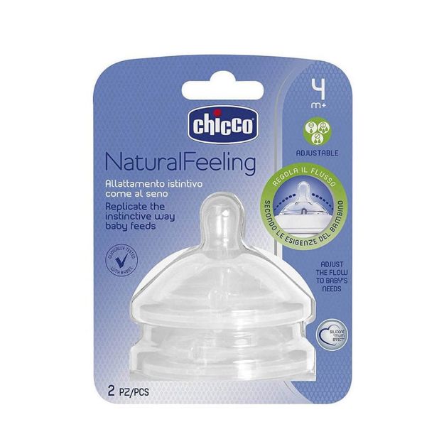 سر شیشه نچرال فیلینگ چیکو مناسب 4 ماهگی 2 عدد - +Chicco Natural Feeling Teat for 4m