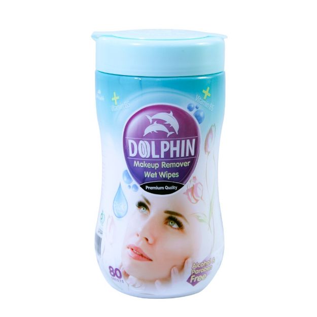 دستمال مرطوب پاک کننده آرایش دلفین 80 عدد - Doolphin Makeup Remover Wet Wiped 80 Pcs