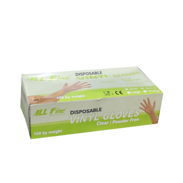 دستکش وینیل بدون پودر آل فاین سایز لارژ 100 عدد - All Fine Disposable Vinyl Gloves 100 Pcs