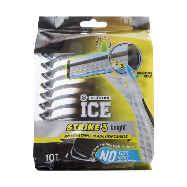 خودتراش مردانه آیس مدل Strike 3 Knight بسته 10 عددی - Ice Strike 3 Knight Men’s Razors 10 pack