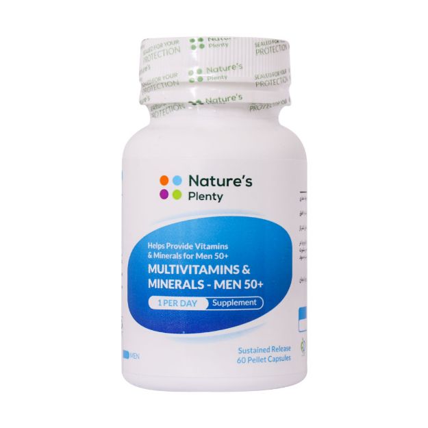 کپسول مولتی ویتامین و مینرال آقایان بالای 50 سال نیچرز پلنتی 60 عدد - Natures Plenty Multivitamins And Minerals Mens Up 50 years 60 Caps