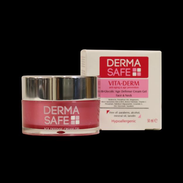 ژل کرم ضد چروک و مغذی درماسیف ۵۰ میلی لیتر - Derma Safe Vita Derm Bi Glycolic Age Defense Cream Gel 50 ml