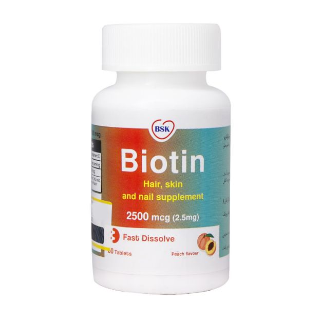 قرص بیوتین 2500 میکروگرم بنیان سلامت کسری 60 عدد - Bsk Biotin 2500 Mcg 60 Tablets