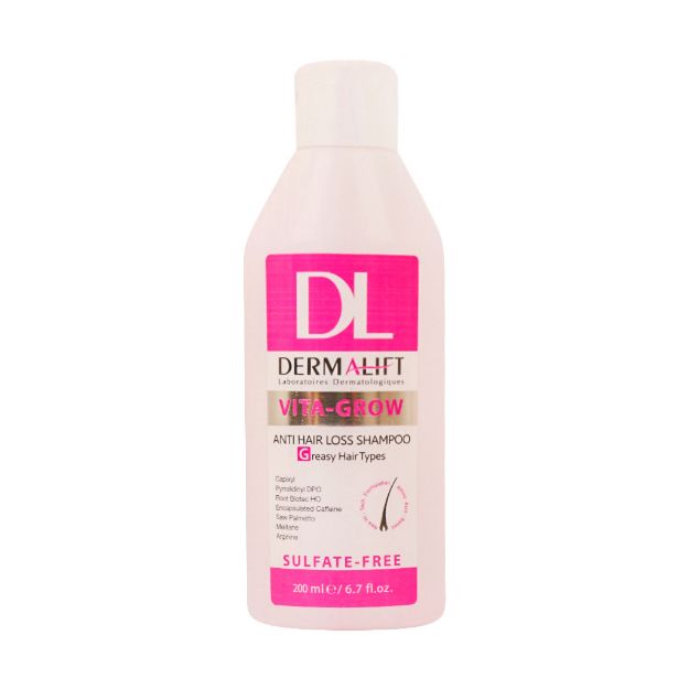 شامپو تقویت کننده موی چرب درمالیفت ۲۰۰ میلی لیتر - Dermalift Vita-Grow Anti Hair Loss Shampoo 200 ml