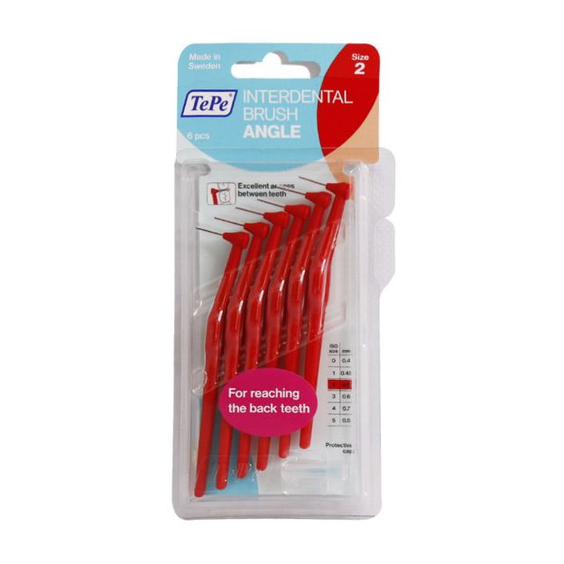 مسواک بین دندانی دسته دار سایز 2 تپه 6 عدد - Tepe Size 2 Angle Interdental Brushes 6 Brushes