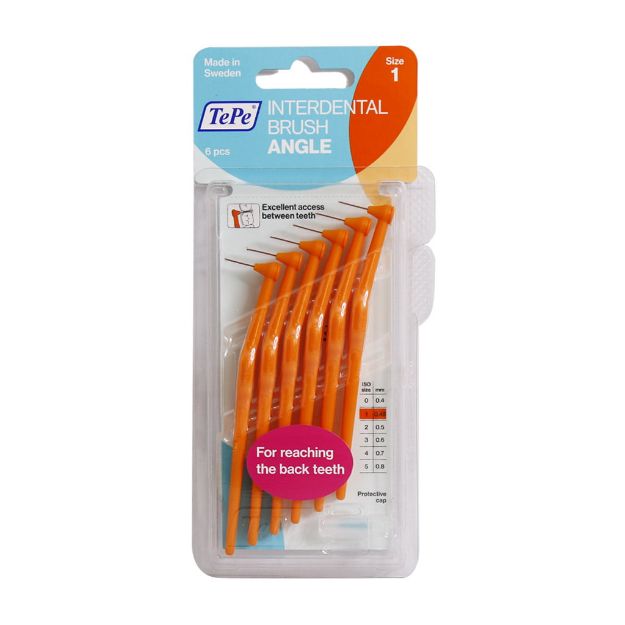 مسواک بین دندانی دسته دار سایز 1 تپه 6 عدد - Tepe Size 1 Angle Interdental Brushes 6 Brushes