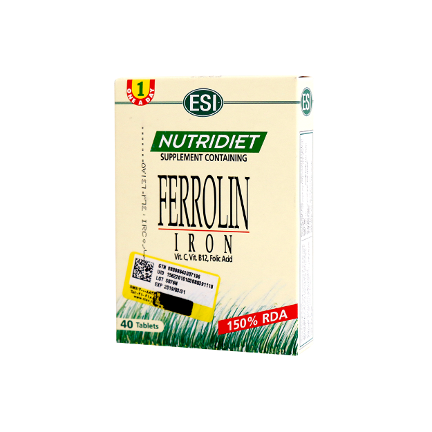 قرص نوتری دایت فرولین آیرون اسی ۴۰ عددی - Esi Nutridiet Ferrolin Iron 40 Tabs