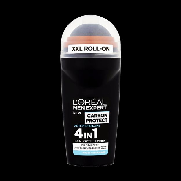 رول ضد تعریق ۱×۴ مردانه لورآل مدل کربن پروتکت ۴۸ ساعته ۵۰ میلی لیتر - Loreal Men Expert Carbon Protect 4×1 Roll-On Deodorant 48h 50 ml