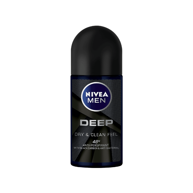 رول ضد تعریق نیوآ مدل دیپ بلک مخصوص آقایان ۵۰ میلی لیتر - Nivea Deep Black Effect Roll-On Deodorant For men 50 ml