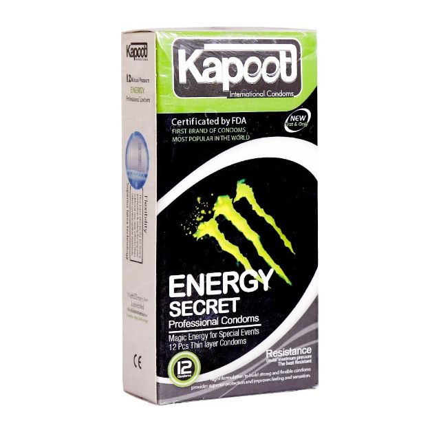 کاندوم کاپوت مدل Energy Secret تعداد 12 عدد - Kapoot Energy Secret Condoms 12 Pcs