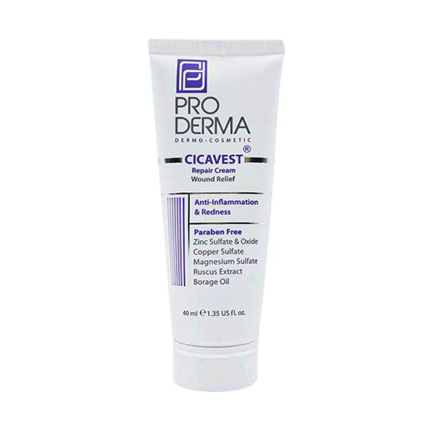 کرم بازسازی کننده پوست سیکا وست پرودرما مناسب انواع پوست ۴۰ میلی لیتر - Pro Derma Cicavest Repair Cream 40 ml