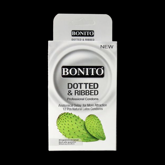 کاندوم خاردار و شیاردار بونیتو ۱۲ عددی - BONITO Dotted & Ribbed Professional Condoms 12 pcs